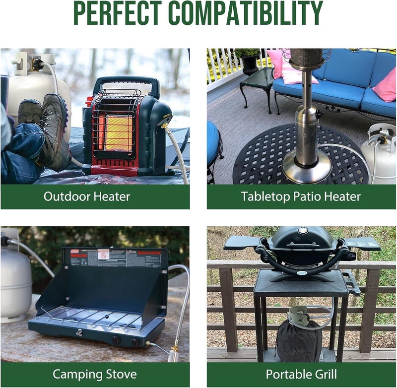 Alloxity 8ft Propane Hose Connects 1LB Portable Grill/Heater to 20lb Propane Tank, for Buddy Heater, Q Series Travel Grill/17&22” Griddle/Camping Stove - Image 5